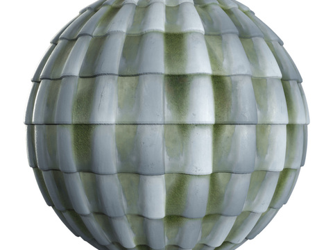  屋顶瓦片老旧陶土瓦西班牙瓦 PBR材质贴图 1k 