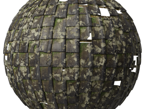  屋顶瓦片破旧陶土瓦西班牙瓦 PBR材质贴图 2k 