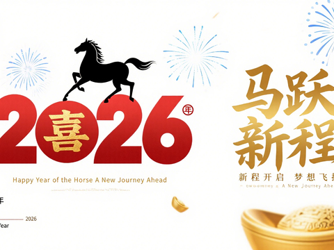  装饰画马年新年海报新年春节2026 