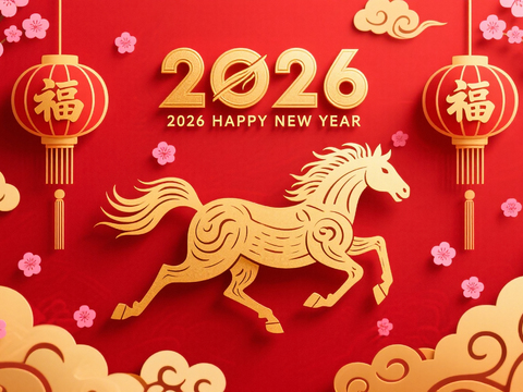  装饰画马年新年海报新年春节2026 