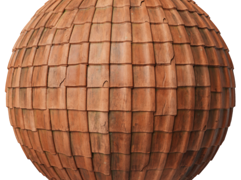  屋顶瓦片老旧陶土瓦西班牙瓦 PBR材质贴图 1k 