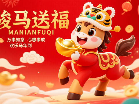  装饰画马年新年海报新年春节2026 