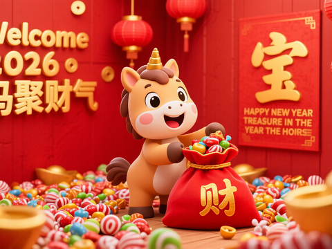  装饰画马年新年海报新年春节2026 