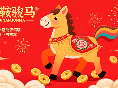  装饰画马年新年海报新年春节2026 