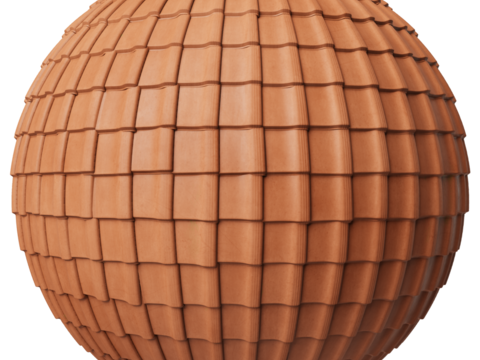  屋顶瓦片陶土瓦西班牙瓦 PBR材质贴图 2k 