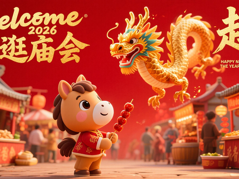  装饰画马年新年海报新年春节2026 