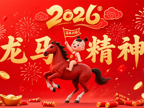  装饰画马年新年海报新年春节2026 