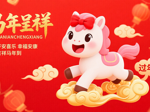  装饰画马年新年海报新年春节2026 