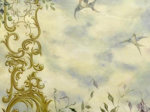  中古美式家居客厅 带动画 中古风壁画 