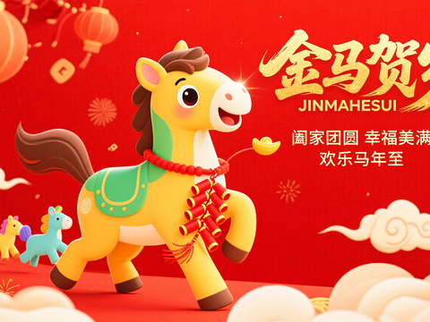  装饰画马年新年海报新年春节2026 