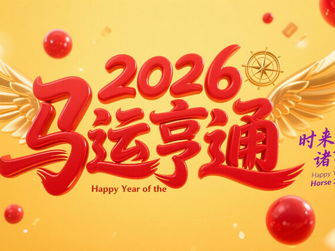  装饰画马年新年海报新年春节2026 