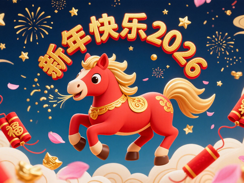  装饰画马年新年海报新年春节2026 