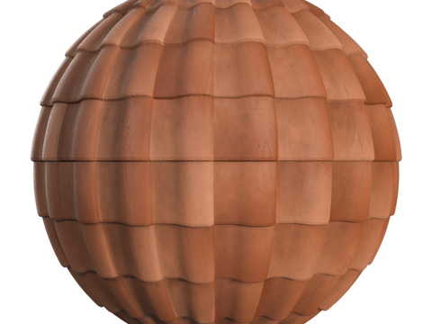  屋顶瓦片陶土瓦西班牙瓦 PBR材质贴图 2k 