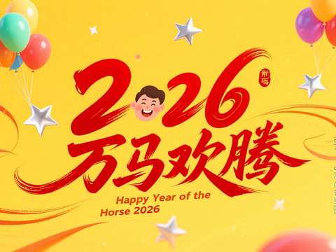  装饰画马年新年海报新年春节2026 