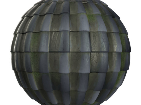  屋顶瓦片老旧陶土瓦西班牙瓦 PBR材质贴图 2k 