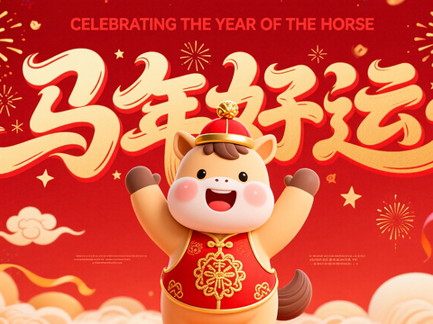  装饰画马年新年海报新年春节2026 