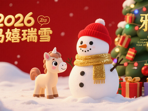  装饰画马年新年海报新年春节2026 