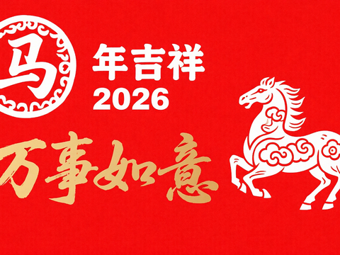  装饰画马年新年海报新年春节2026 