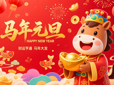  装饰画马年新年海报新年春节2026 