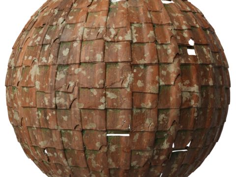  屋顶瓦片破旧陶土瓦西班牙瓦 PBR材质贴图 1k 