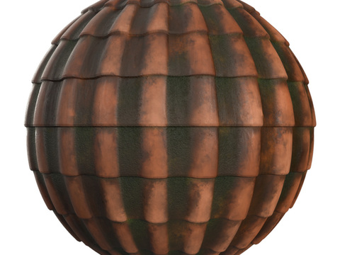  屋顶瓦片老旧陶土瓦西班牙瓦 PBR材质贴图 2k 