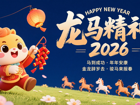  装饰画马年新年海报新年春节2026 