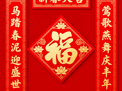  新年春节对联2026对联 