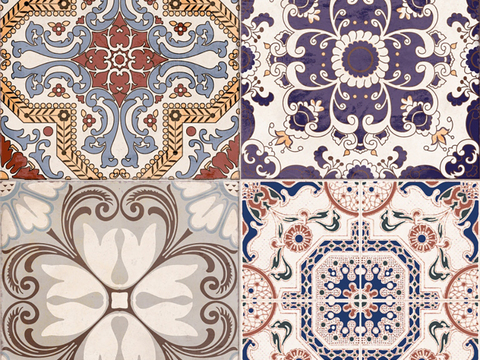  现代复古花砖  石材拼花 小花砖地砖瓷砖 