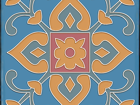  石材拼花 小花砖地砖瓷砖 现代复古花砖 