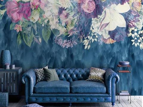  中古美式家居客厅 带动画 中古风壁画贴图 