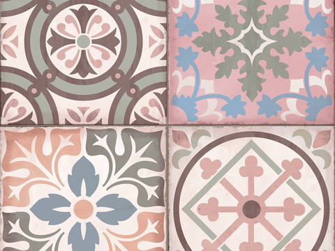  小花砖地砖瓷砖 现代复古花砖  石材拼花 