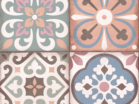  现代复古花砖  石材拼花 小花砖地砖瓷砖 