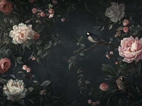  中古美式家居客厅 带动画 中古风壁画贴图 