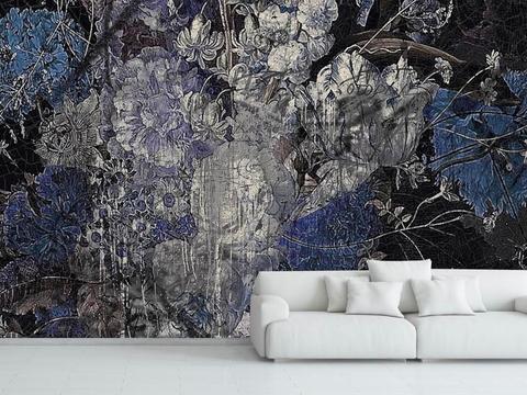  中古美式家居客厅 带动画 中古风壁画贴图 