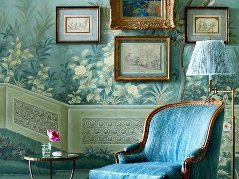  中古美式家居客厅 带动画 中古风壁画贴图 