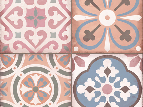  小花砖地砖瓷砖 现代复古花砖  石材拼花 