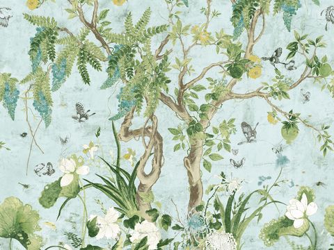  中古美式家居客厅 带动画 中古风壁画贴图 