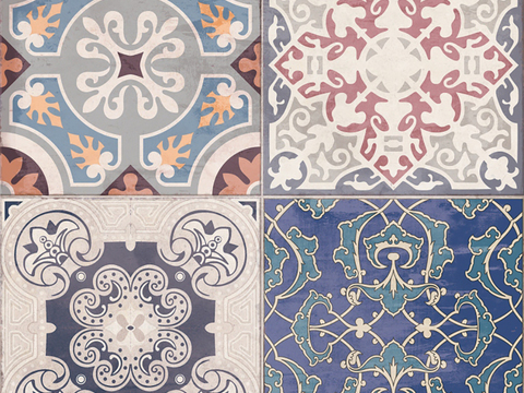  现代复古花砖  石材拼花 小花砖地砖瓷砖 