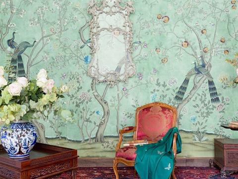  中古美式家居客厅 带动画 中古风壁画贴图 