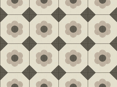  小花砖地砖瓷砖 石材拼花 现代几何花砖 