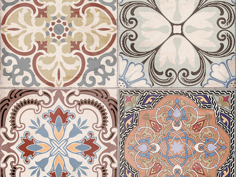  现代复古花砖  石材拼花 小花砖地砖瓷砖 