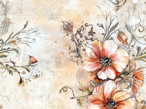  中古美式家居客厅 带动画 中古风壁画贴图 