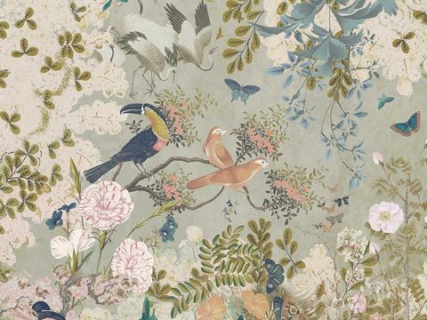  中古美式家居客厅 带动画 中古风壁画贴图 