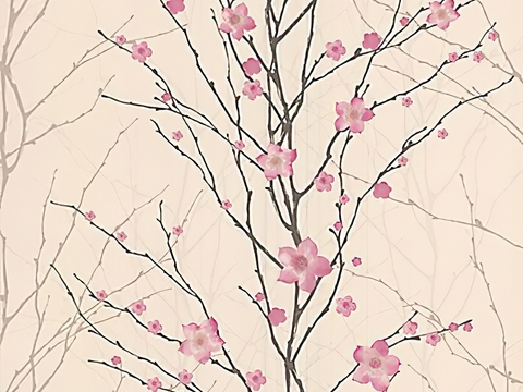  中式新中式画壁纸壁布墙纸墙布背景墙 