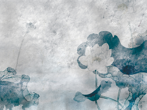  中式新中式水墨画壁纸壁布墙纸墙布背景墙 