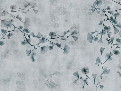  中式新中式银杏画壁画壁纸壁布墙纸墙布背景墙 