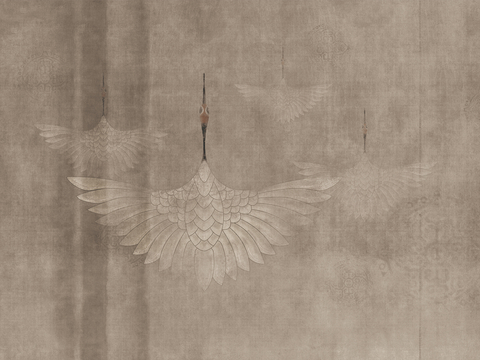 中式新中式祥瑞飞鹤画壁纸壁布墙纸墙布背景墙