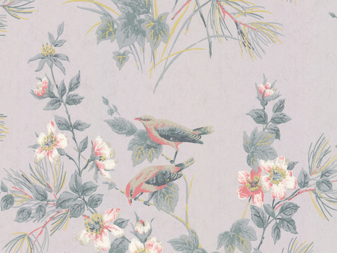  中式新中式花鸟画壁纸壁布墙纸墙布背景墙 