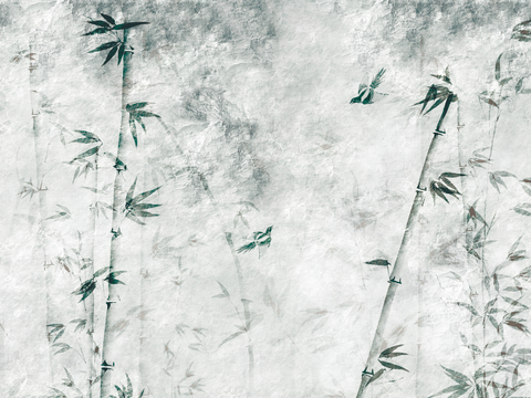  中式新中式水墨竹子透光画壁纸壁布墙纸墙布背景墙 
