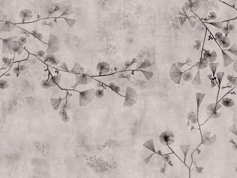  中式新中式银杏画壁画壁纸壁布墙纸墙布背景墙 